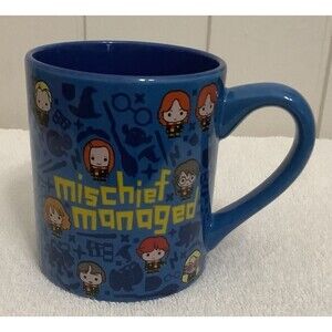 Harry Potter Mischief Managed Cartoon Ceramic Coffee Mug 14 oz Blue Ceramic